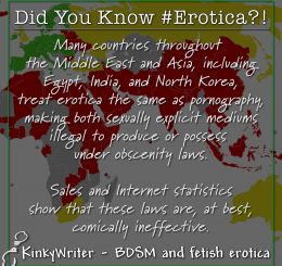 Many countries throughout the Middle East and Asia, including Egypt, India, and North Korea, treat erotica the same as pornography, making both sexually explicit mediums illegal to produce or possess under obscenity laws.